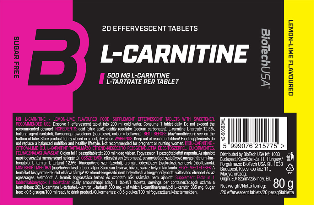 Biotech USA - L-Carnitine - L-Carnitine Effervescent 20 tablets