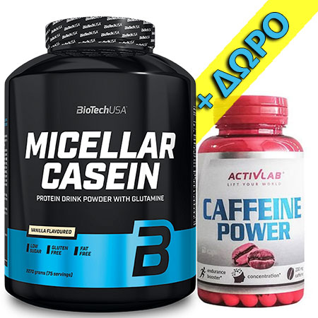 Micellar Casein 2270 gr + ΔΩΡΟ Caffeine Power 60 caps