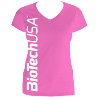 BioTechUSA-T-Shirt-V-Neck-Pink